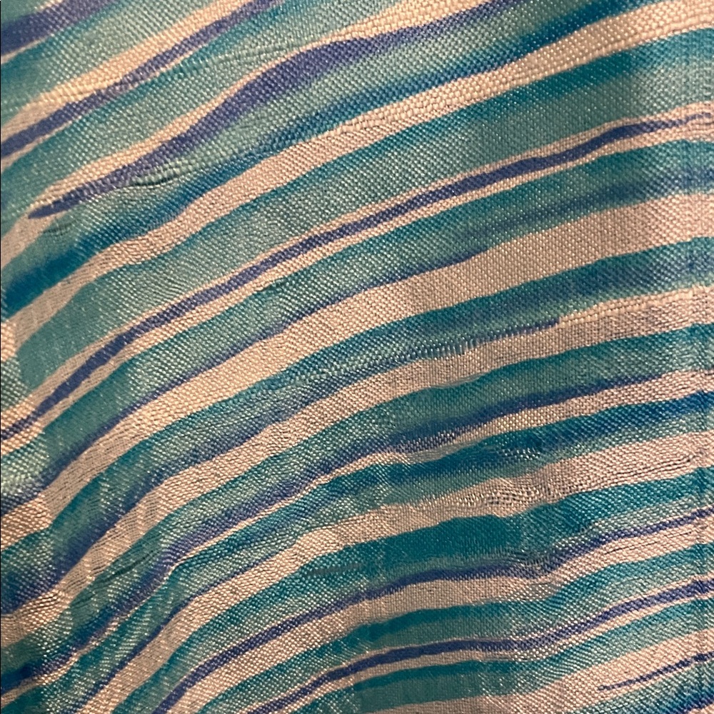 Silk Blend Blue Striped Scarf/Wrap - Picture 2 of 3